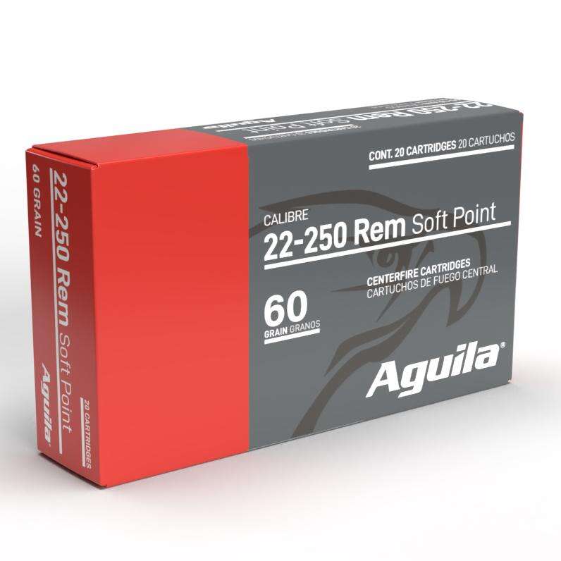 Ammunition Aguila Ammunition 1398 ft lbs 22 250 AGUILA*8338AG        22250R  INTERLCK 60GR   20/10 • Model: 1398 ft lbs